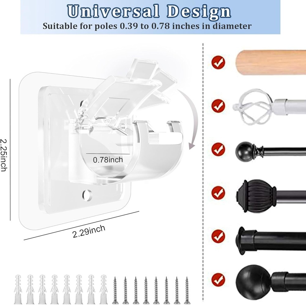 Durable 10 Pack Adjustable Curtain Rod Clips – No Tools, No Damage Required