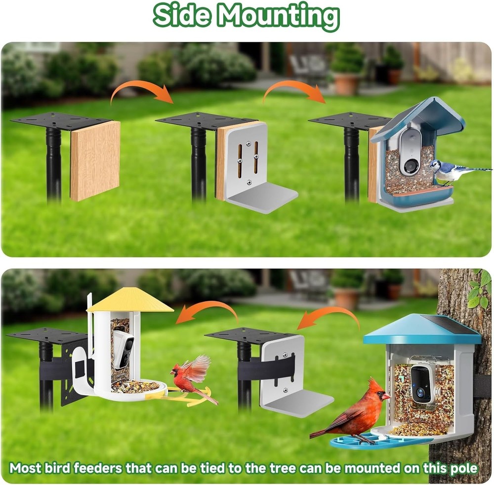 79In Smart Bird Feeder Pole Mount Kit,Adjustable House for Black