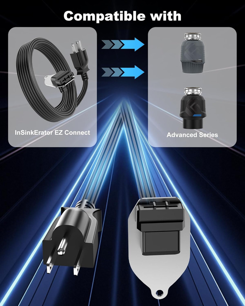 EZ Connect Power Cord for Insinkerator Garbage Disposal, 4FT Plug-In Cable Compa