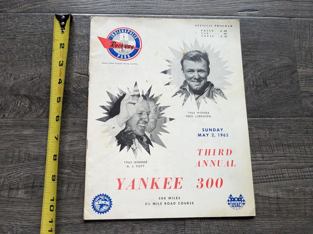 Vintage 3RD Annual Yankee 300 Raceway Official Program Indianapolis Raceway 1965