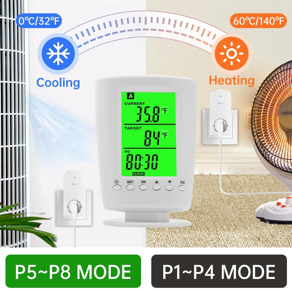 Diymore WTC100 Wireless Thermostat - Digital Temperature Controller White