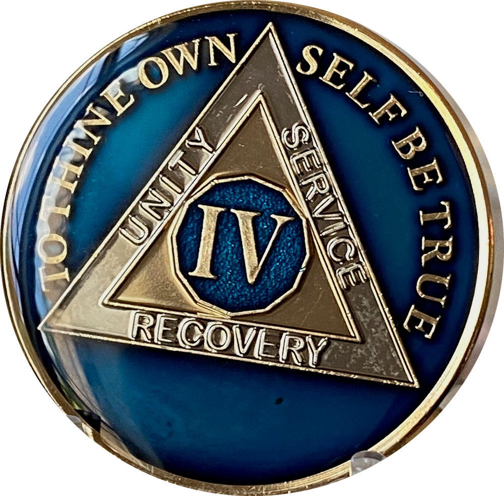 1 - 40 Year AA Medallion Midnight Blue Tri-Plate Sobriety Chip