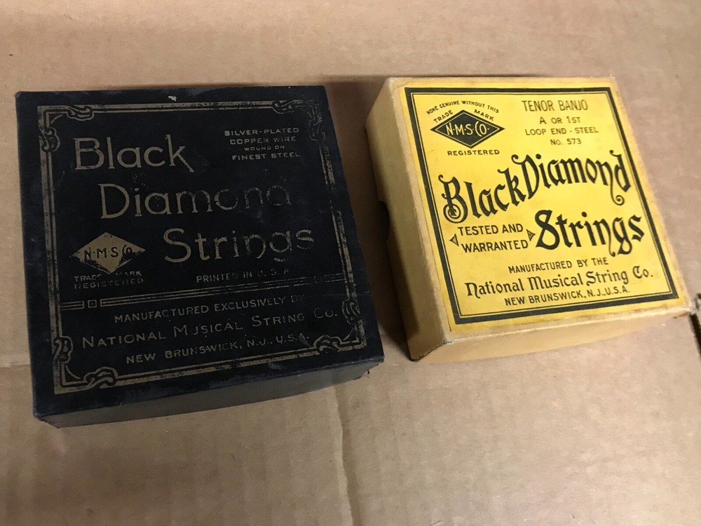 Two Empty Boxes of Black Diamond Banjo Strings - Tenor & Five-String - Vintage