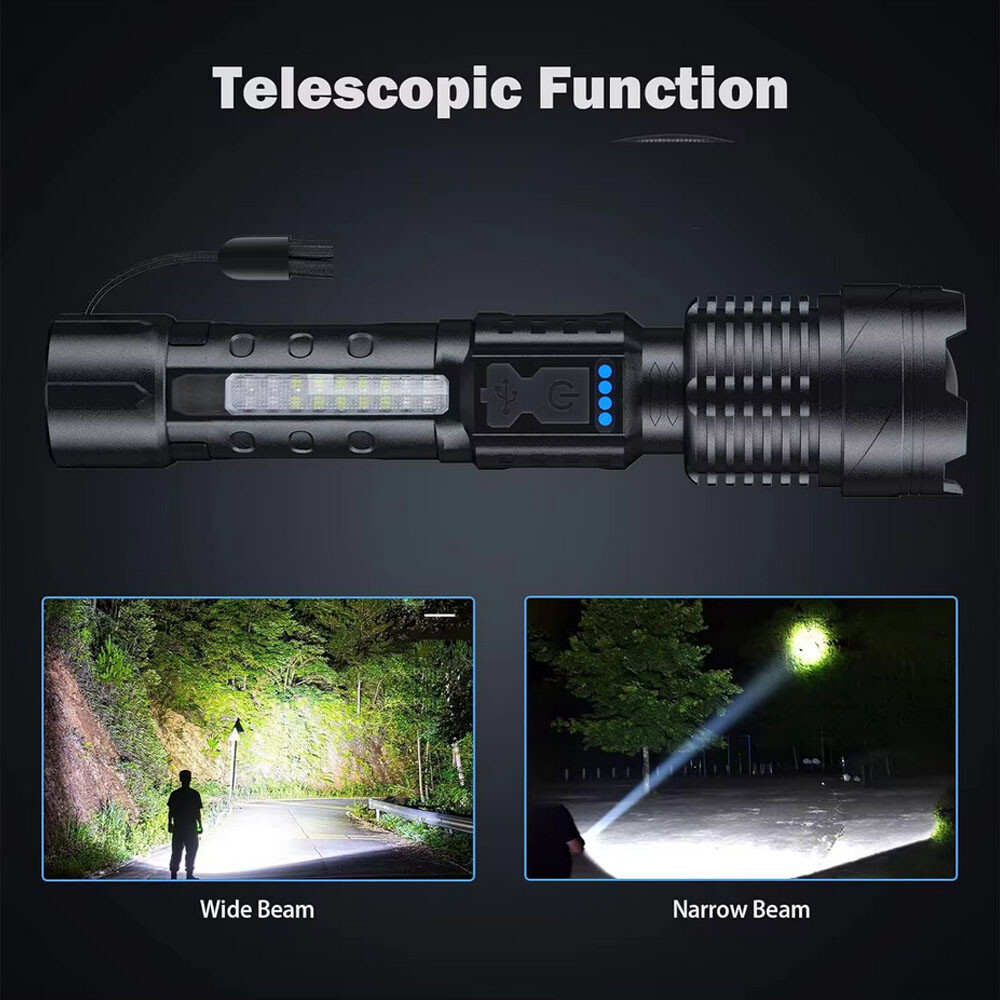 990000000 Lumen Super Bright LED Flashlight Rechargeable Tactical LED Work Light