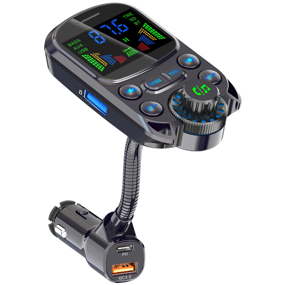 Bluetooth-compatible Car Kit Cigarette Lighter Handsfree FM Transmitter AUX Audi