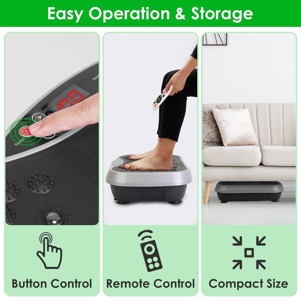 Vibration Plate Exercise Machine With Resistant Bands Remote Control Whole Body