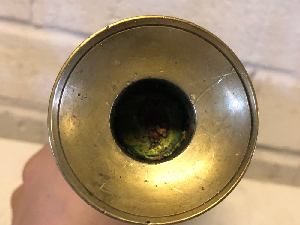 Antique 19th Century Plain Brass Candlestick with Octagonal Base