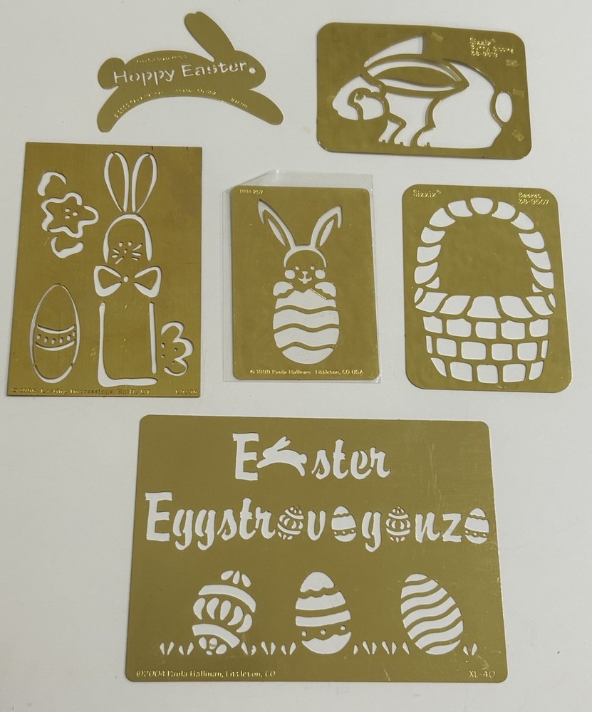 Assorted EASTER THEMED Brass Embossing Stencils Lot Of 6