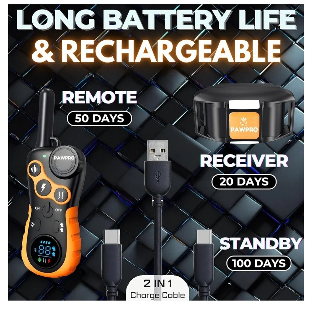 Dog Shock Collar with Remote, Unmatched 4-Mile Range, Night-Light Mode, Training