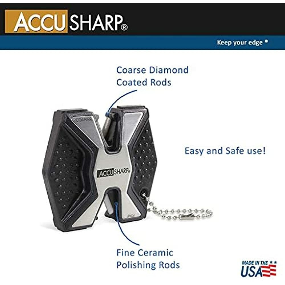 Accu Sharp Diamond PRO 2-Step Knife Sharpener Flip Side Consists TwoCeramic Rods