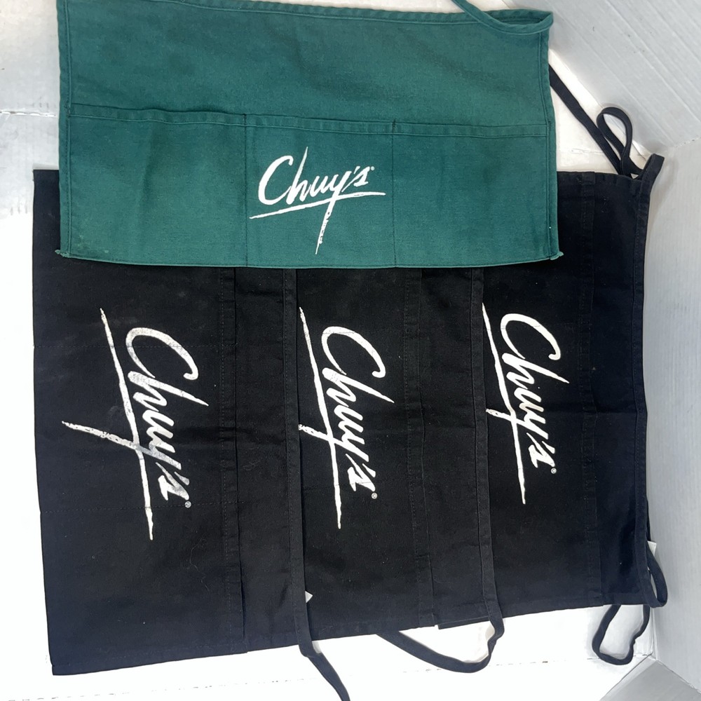 Chuy’s Tex-Mex aprons three black one green
