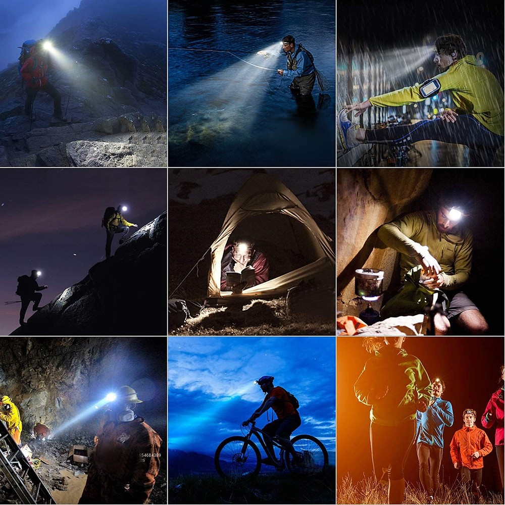 2 Pack USB Headlamp Rechargeable Waterproof LED Headlight Head Light Flashlight