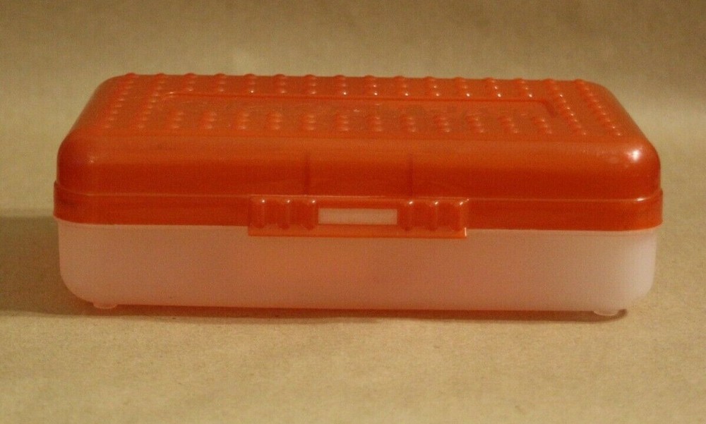 Spacemaker Pencil Box Red & Frosted Clear  Vintage 90's Plastic Storage Case