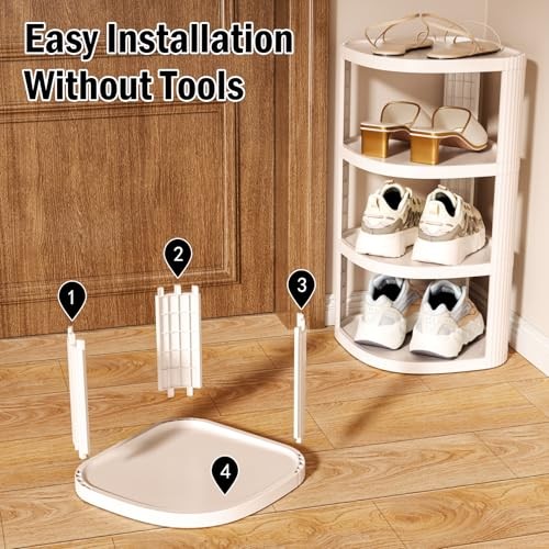 5 Tier Vertical Shoe Rack, Stackable Narrow Shoe Rack Organizer for Entryway