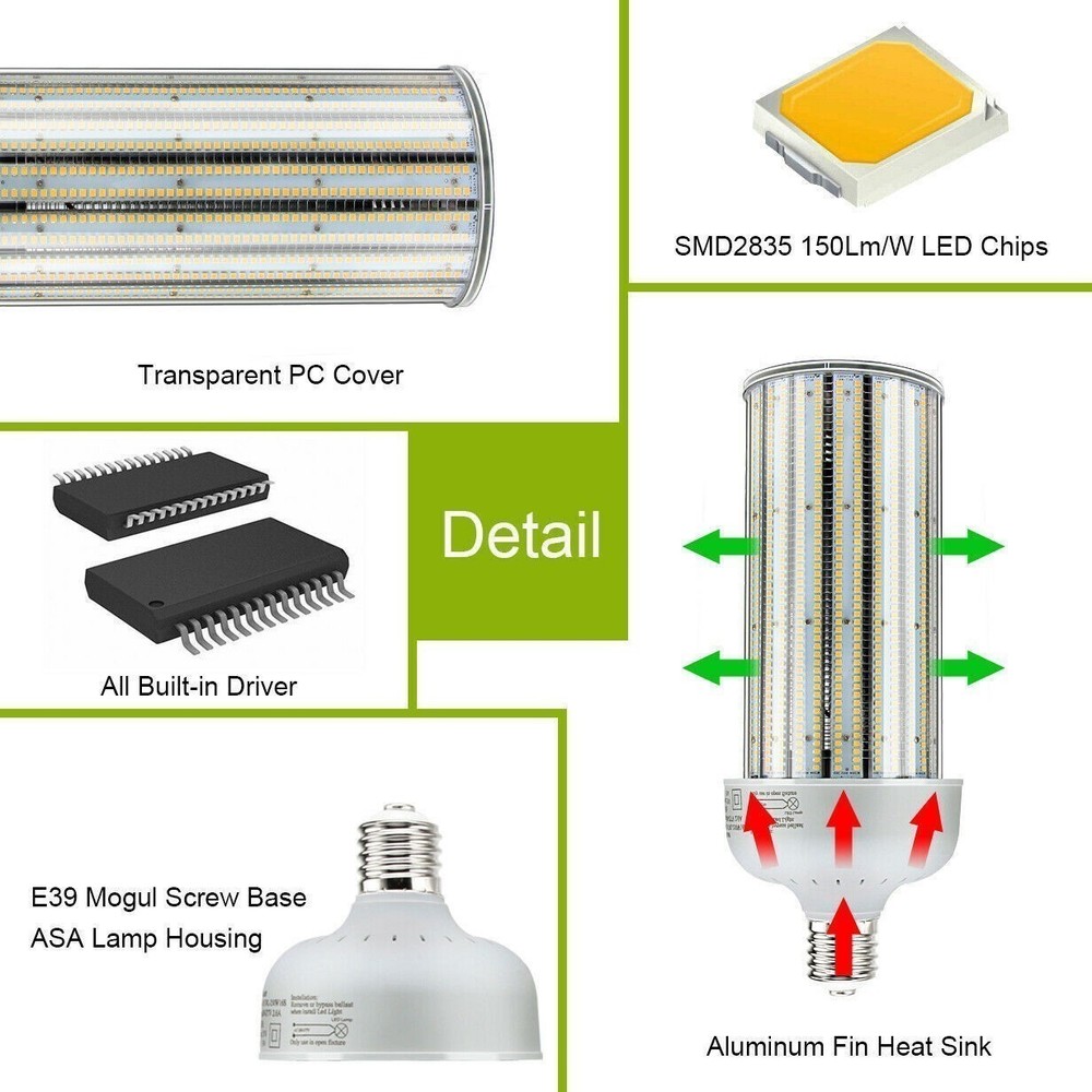 300W LED Corn Bulb Light 5000K Replace 1500W MH/HPS Warehouse Workshop Lighting