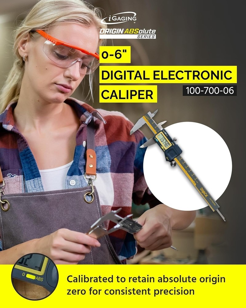 Precision 6" Digital Caliper Absolute Origin Stainless Steel USB Output
