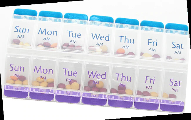 Push Button AM/PM Weekly Pill Organizer-780 (2 PACK)