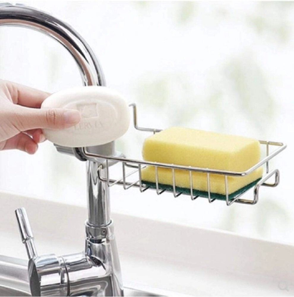 Kitchen Sink Drain Rack Storage Holder - Faucet Shelf for Sponge, Soap, Cloth