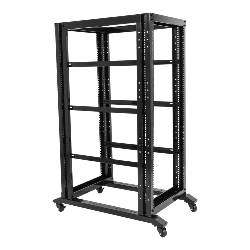 27U 4 Post Open Frame Server Rack Network 22" Adjustable Depth W/ Casters