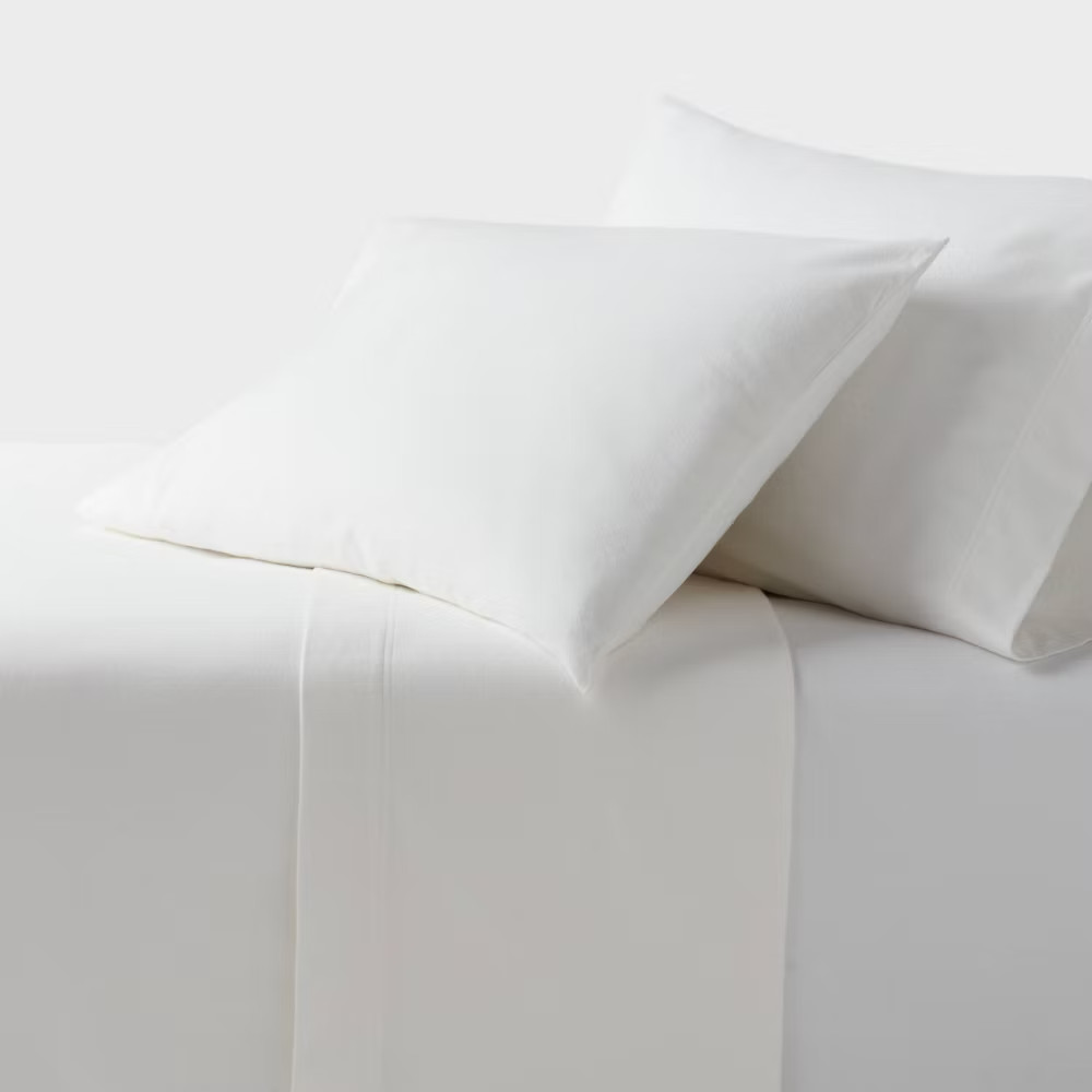 King Ultra Soft Flannel Sheet Set White - Threshold