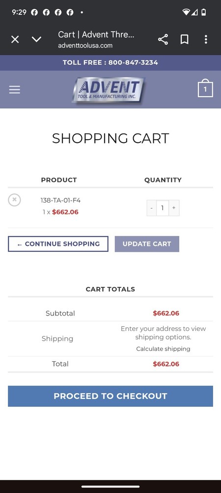 "138-TA-01-F4  ADVENT MULTI FLUTE REPLACEABLE THREAD MILL" Just Mill No Threads"