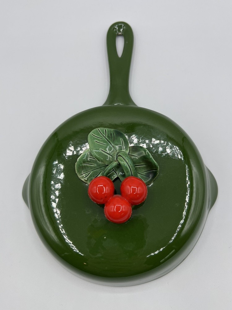 Vintage Wall Pocket Planter, Frying Pan With Cherries