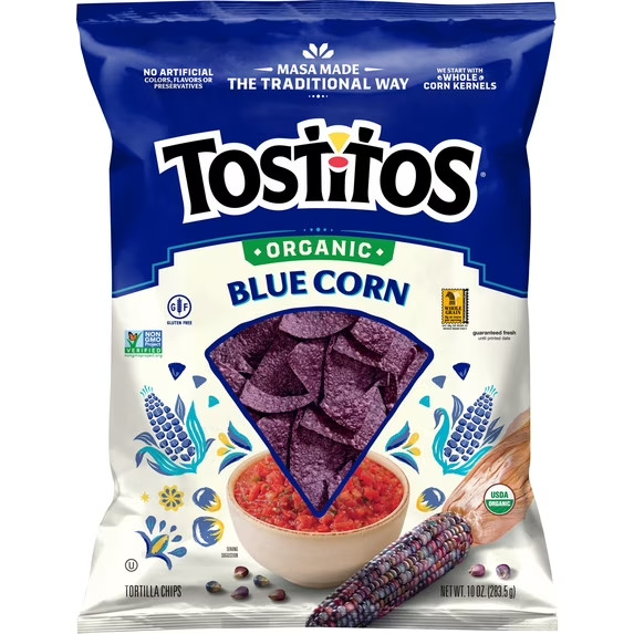 Tostitos Organic Blue Corn Tortilla Chips, 10 oz Bag..