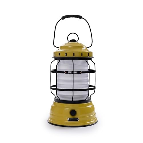 Barebones Forest Lantern – Vintage Rechargeable LED Lantern with Dusty Yellow