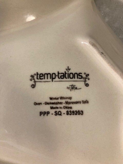 Temptations Winter Whimsy Christmas Tree Shaped Divided Ceramic Dish 14" x 12"