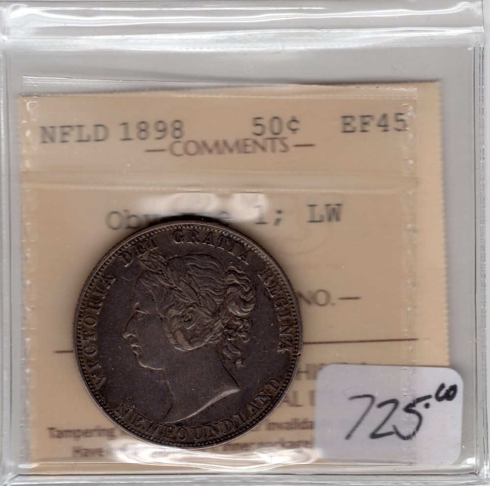 NFLD 1898  50 cent EF45