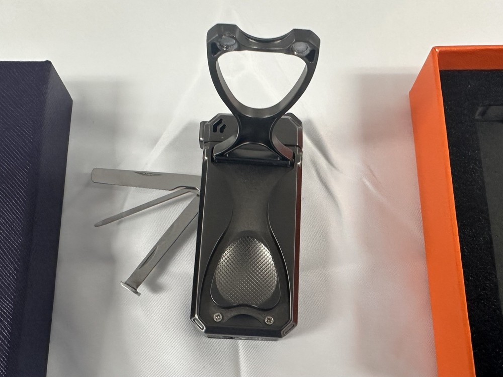 Pipe Lighter with Stand, 3 Collapsible Cleaning Tools, Gray Color
