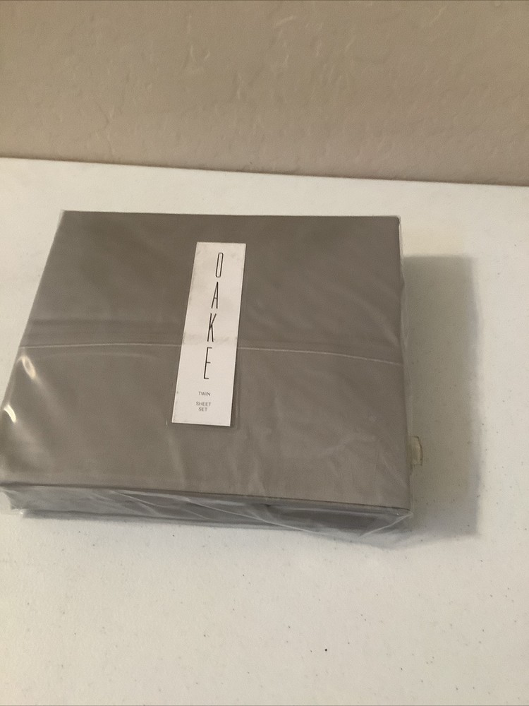 Oake Twin Sheet Set 100% Cotton  Grey Sateen 525 Thread Count