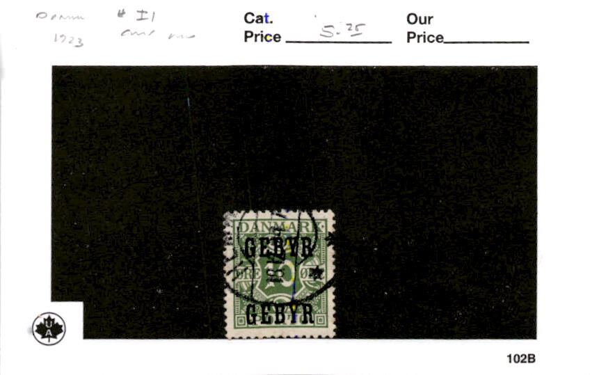 Denmark, Postage Stamp, #I1 Used, 1922 Late Fee (AD)