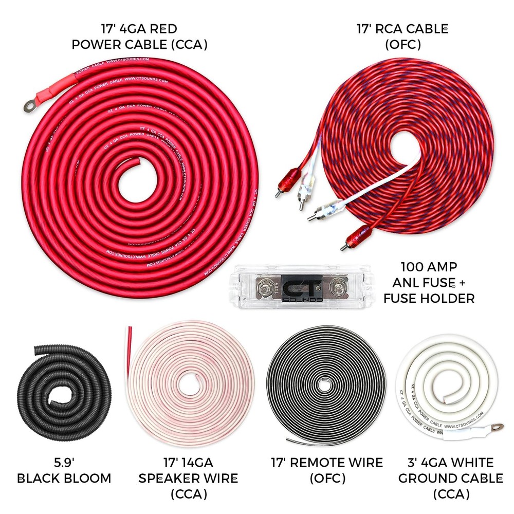 4 Gauge CCA Complete Amp Wiring Install Kit, AMPKIT-4GA-