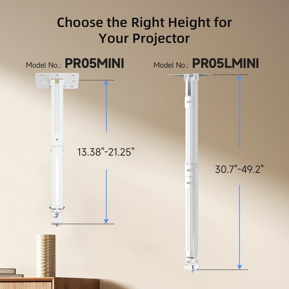 Extended Mini Projector Ceiling Mount Adjustable Wall Mount with Thread Adapters