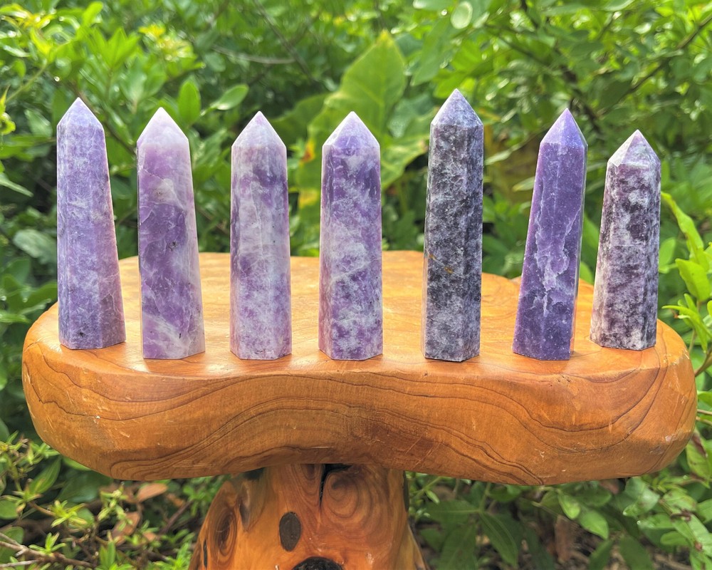 Lepidolite Obelisk (6-Sided Lepidolite Crystal Tower, A Grade Lepidolite Point)