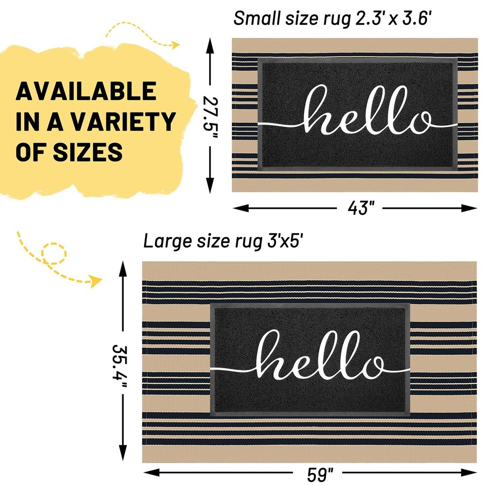 KILOCOCO Striped Rug 3'X5' 3' x 5' (Rectangular), Brown and Black Stripe