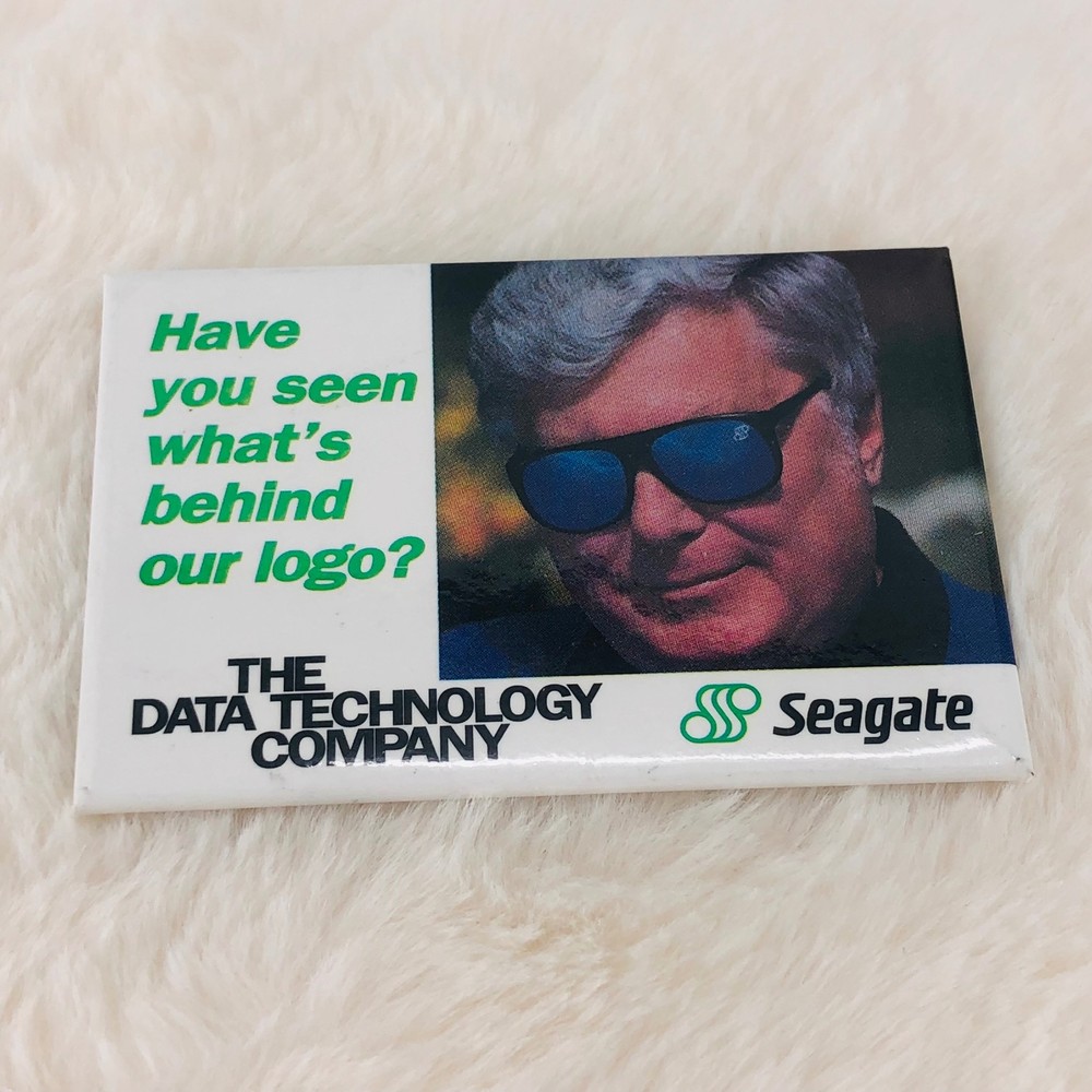 Vtg Seagate Computer Hardware Advertising Button Pin - Behind Our Logo