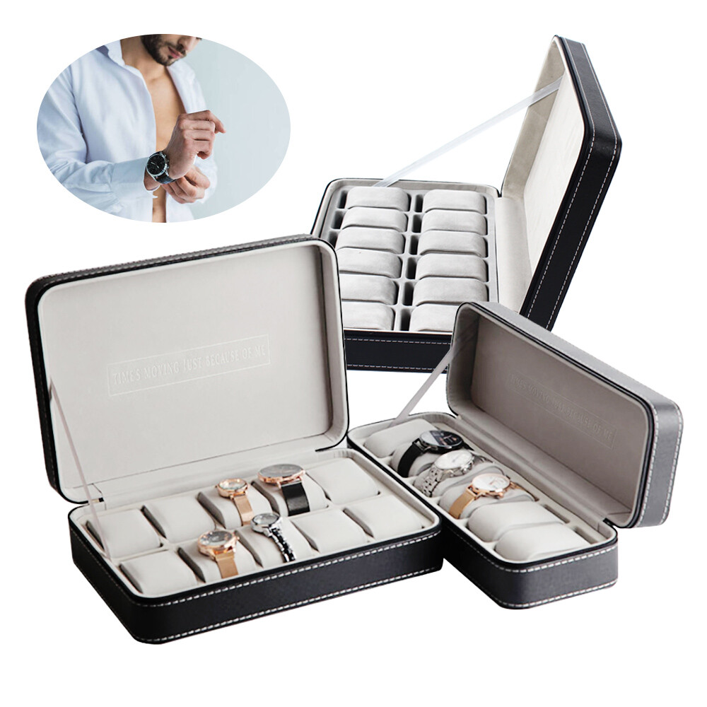 New Multiple Sizes Watch Display Case Storage Box Case | Leather Rounded Corner