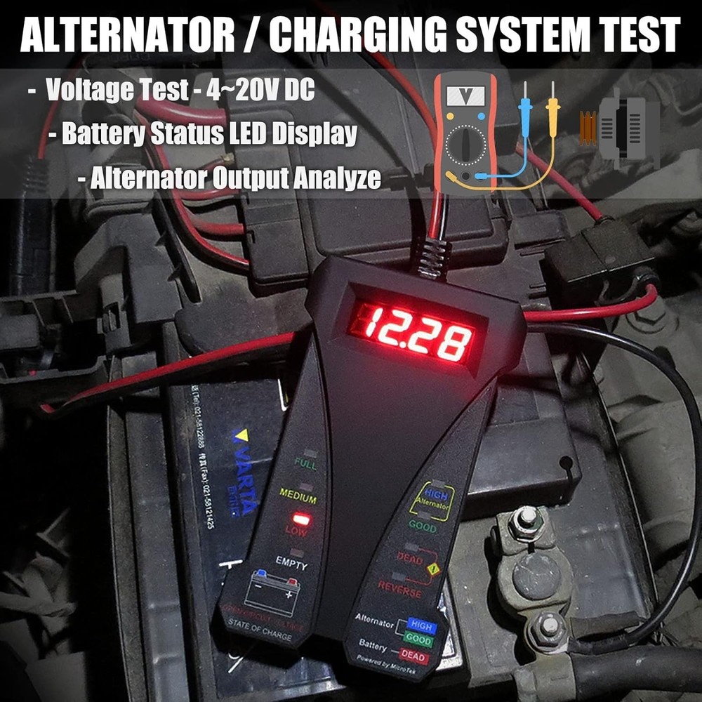 Precision 12V Battery and Charging System Analyzer with Safe Operation Features