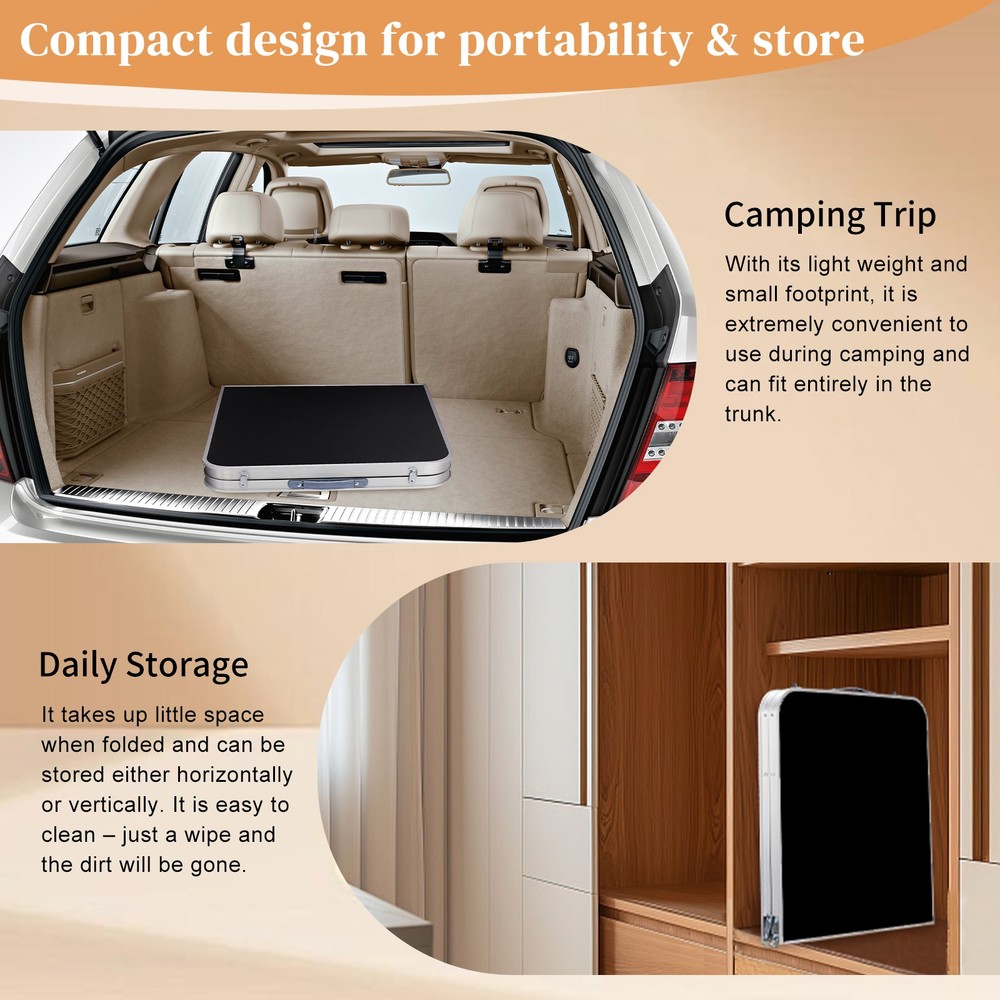 4Ft Portable Multipurpose Folding Table black