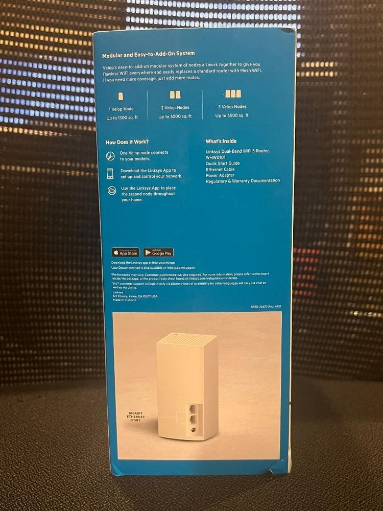 Linksys Velop Mesh Home WiFi System, 1,500 Sq. ft Coverage, 10+ Devices, Speeds