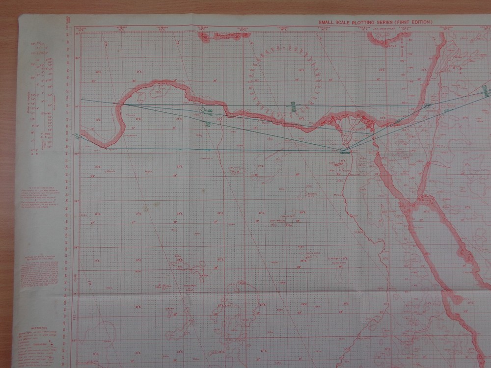 WW2 RAF plotting map of THE MIDDLE EAST entitled "BENGHAZI - ADEN"