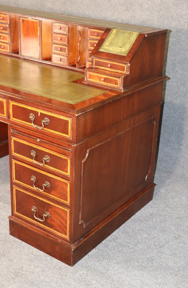 Unique Leather Top English Made Four Piece Executive with Superstructure