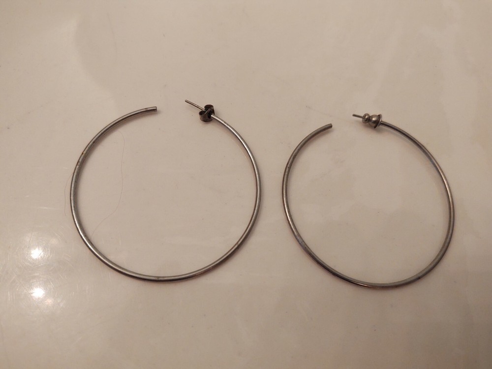 Drop Earrings Silver tone Large Hoops