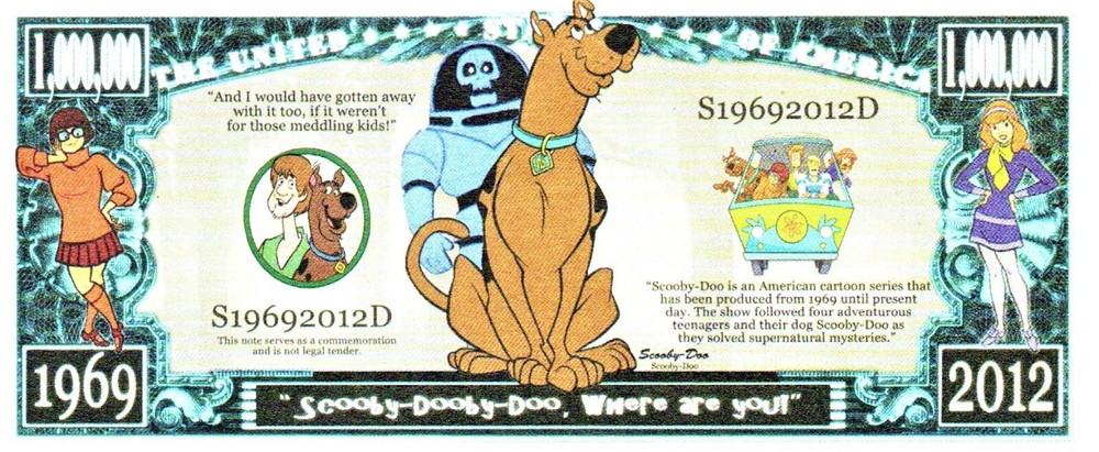 Scooby Doo Million Dollar Novelty Banknote as pictured.