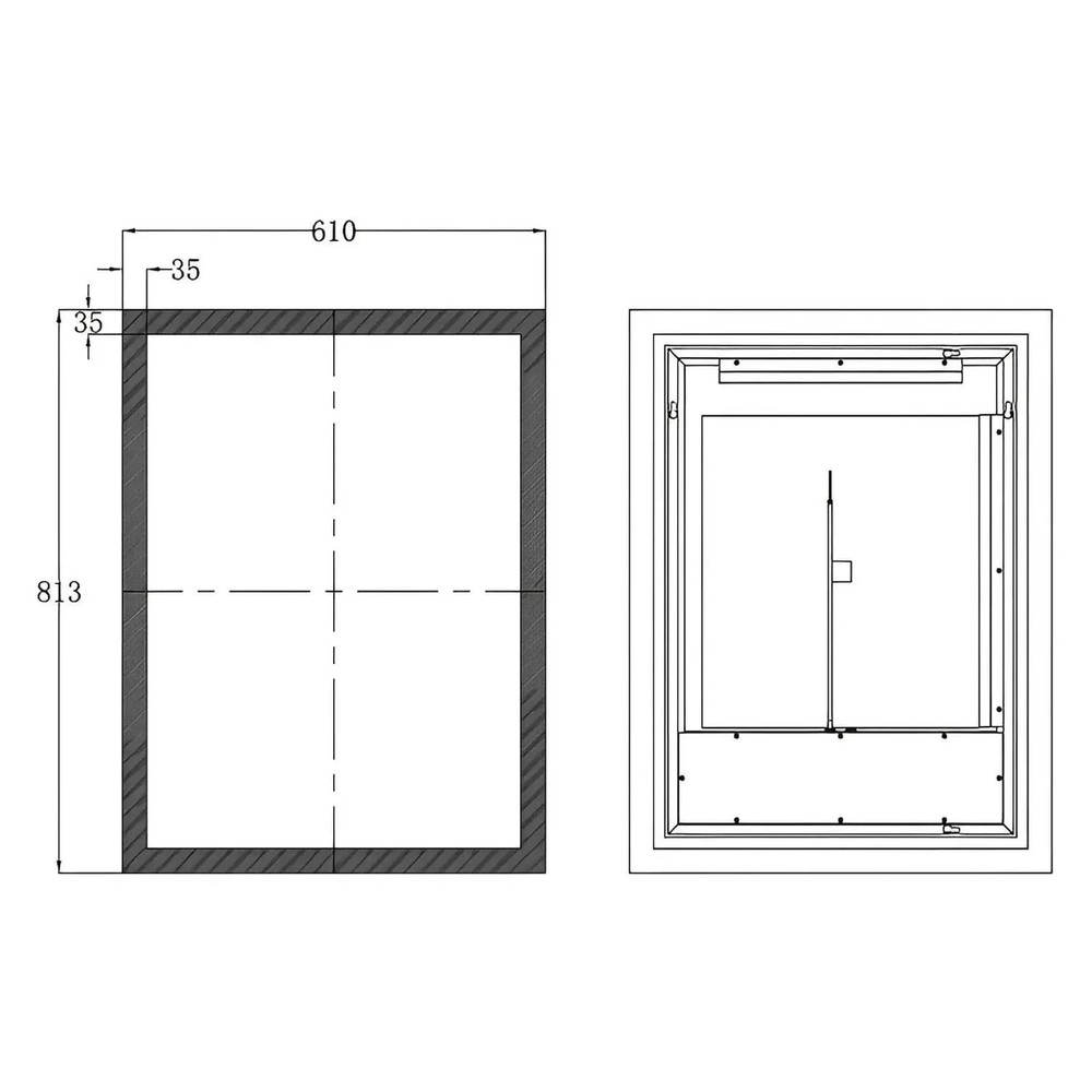 SYLVA LED LIGHTED BATHROOM VANITY SQUARE MIRROR - 32 x 24