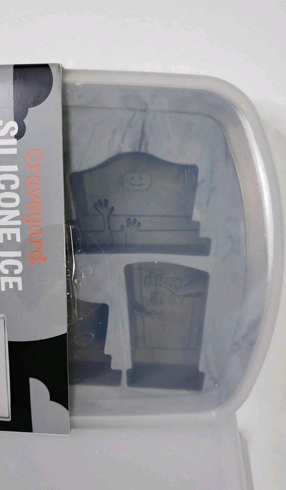Graveyard Tombstone Shaped Silicone Ice Cube Tray Horror Decor Makes 10 Cubes