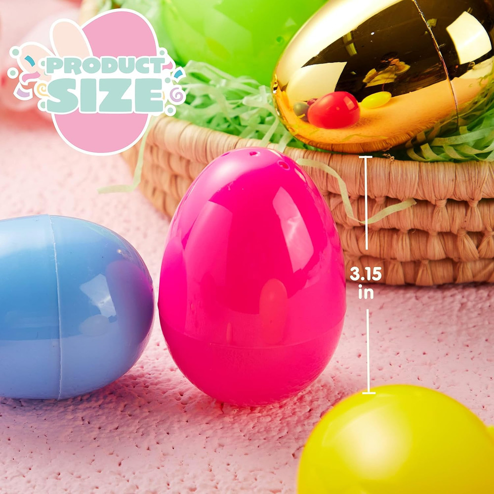 494 Pcs 3.15” Plastic Easter Eggs 6 Gold Fillable Shells Hunt Party Kit Kids Fun