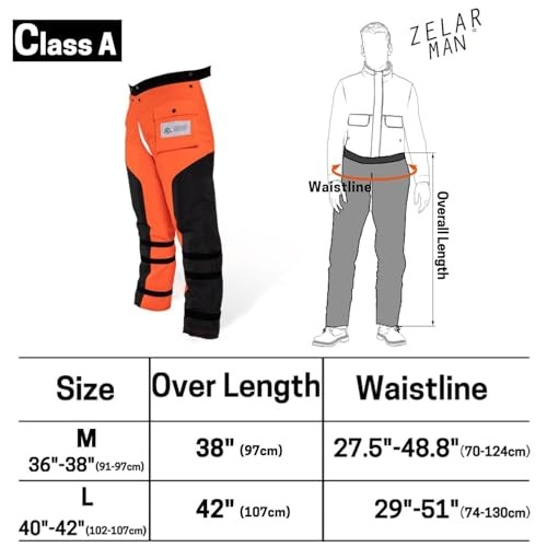 Chainsaw Chaps 8-layer Protective Apron Wrap Medium Size: 36"-38" Orange&black